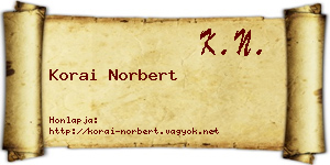 Korai Norbert névjegykártya